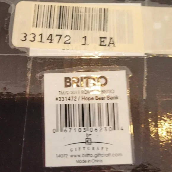 SOLD - XL 10"H Piggy Bank ROMERO BRITTO 'Hope Bear' Retired and Rare - Picture 14 of 16